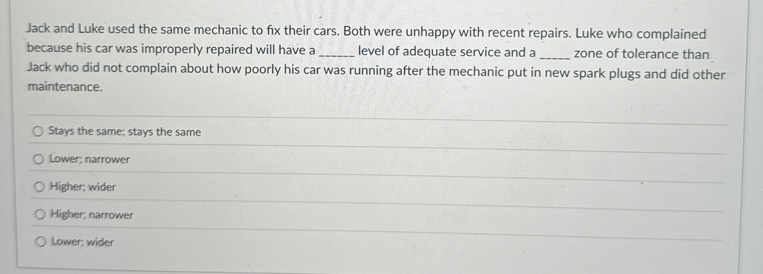  Jack and Luke used the same mechanic to fix their cars.
