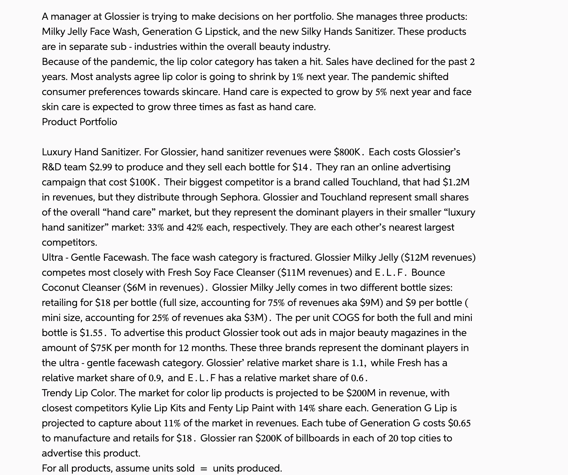  Overview & Context A manager at Glossier is trying to make