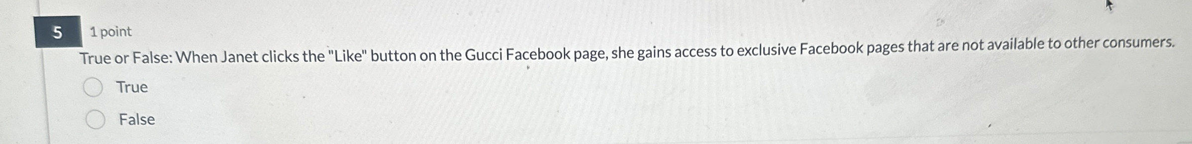  51 point True or False: When Janet clicks the "Like" button