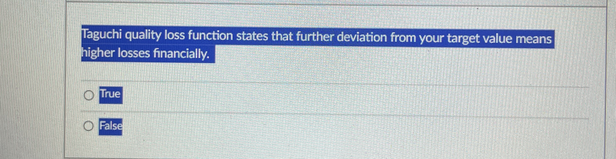  Iaguchi quality loss function states that further deviation from your target