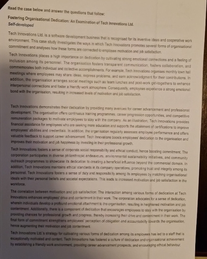  Read the case below and answer the questions that follow: Fostering