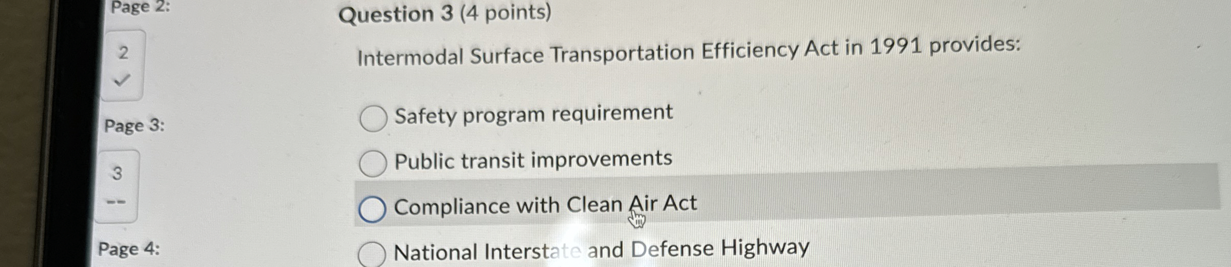  Page 2: Question 3(4 points) 2 Intermodal Surface Transportation Efficiency Act