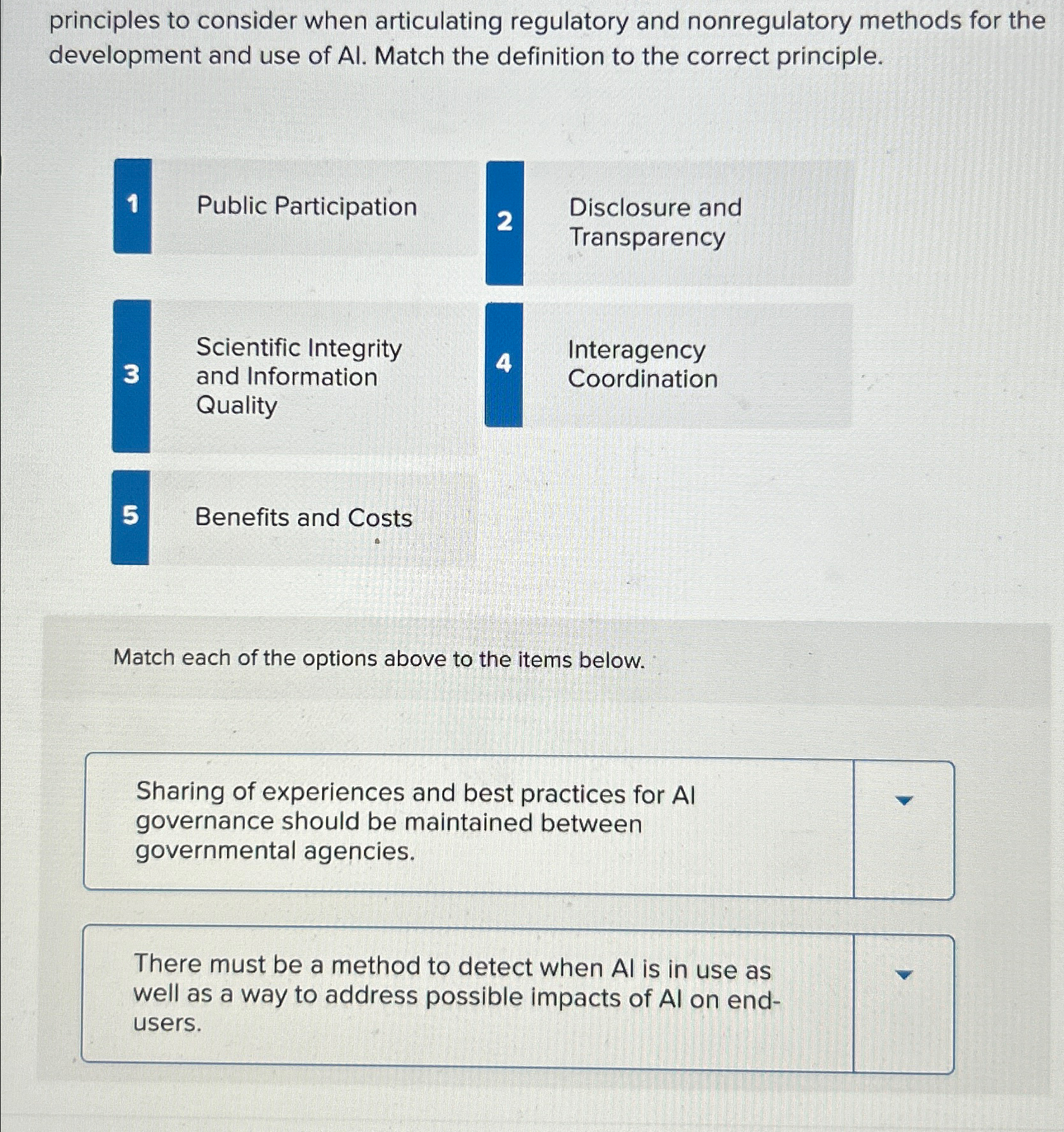  principles to consider when articulating regulatory and nonregulatory methods for the
