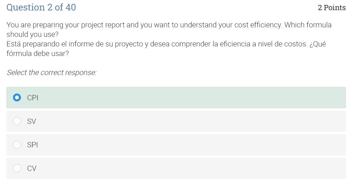  Question 2 of 40 2 Points You are preparing your project