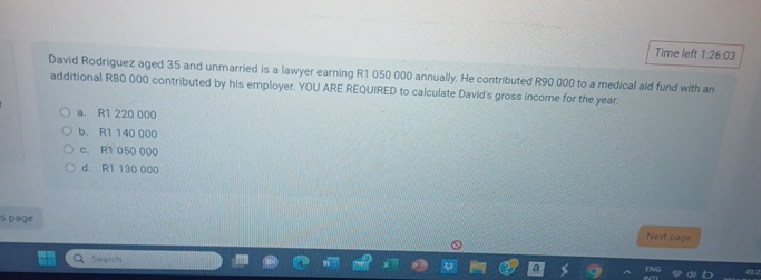  Time left 1:26:03 David Rodriguez aged 35 and unmarried is a