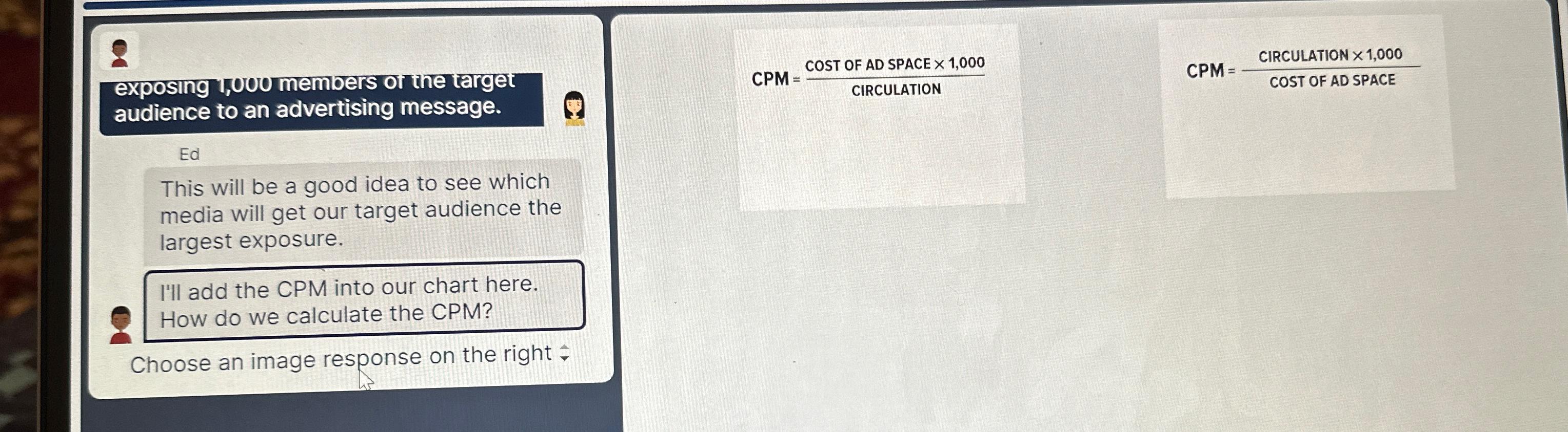  exposing 1,000 members or the target audience to an advertising message.