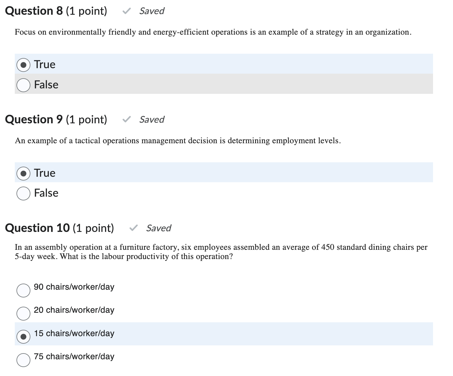  Question 8(1 point) Focus on environmentally friendly and energy-efficient operations is