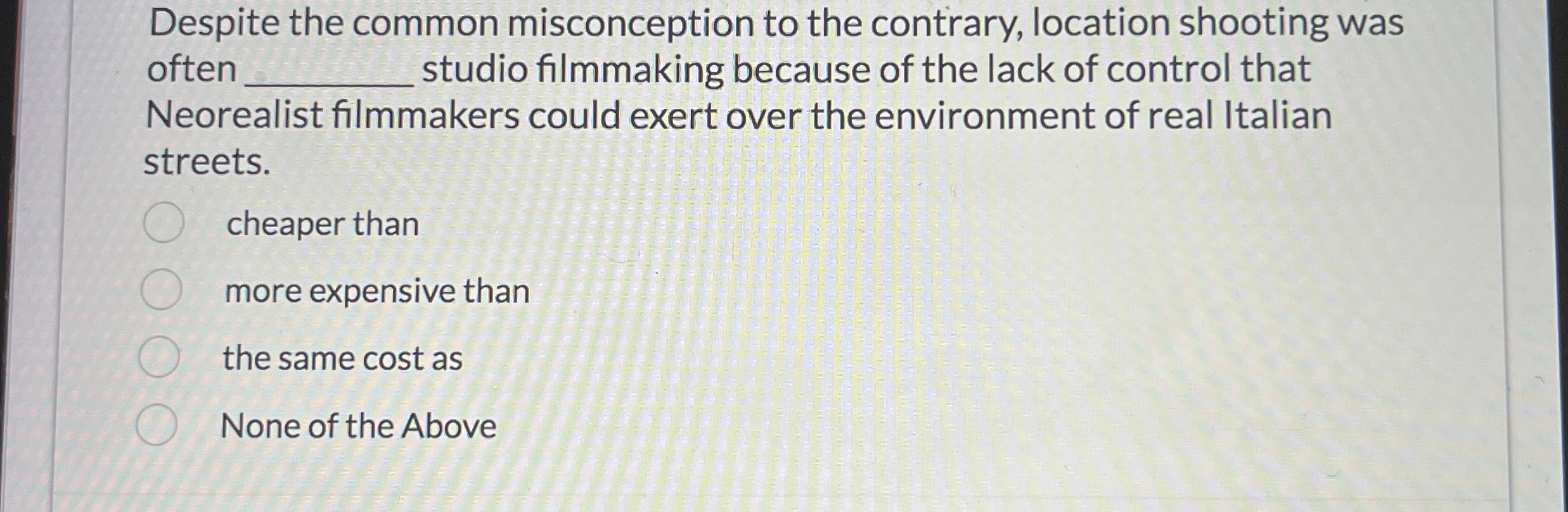  Despite the common misconception to the contrary, location shooting was often