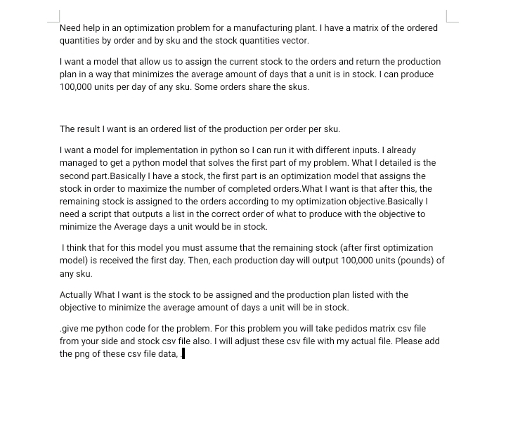  Need help in an optimization problem for a manufacturing plant. I