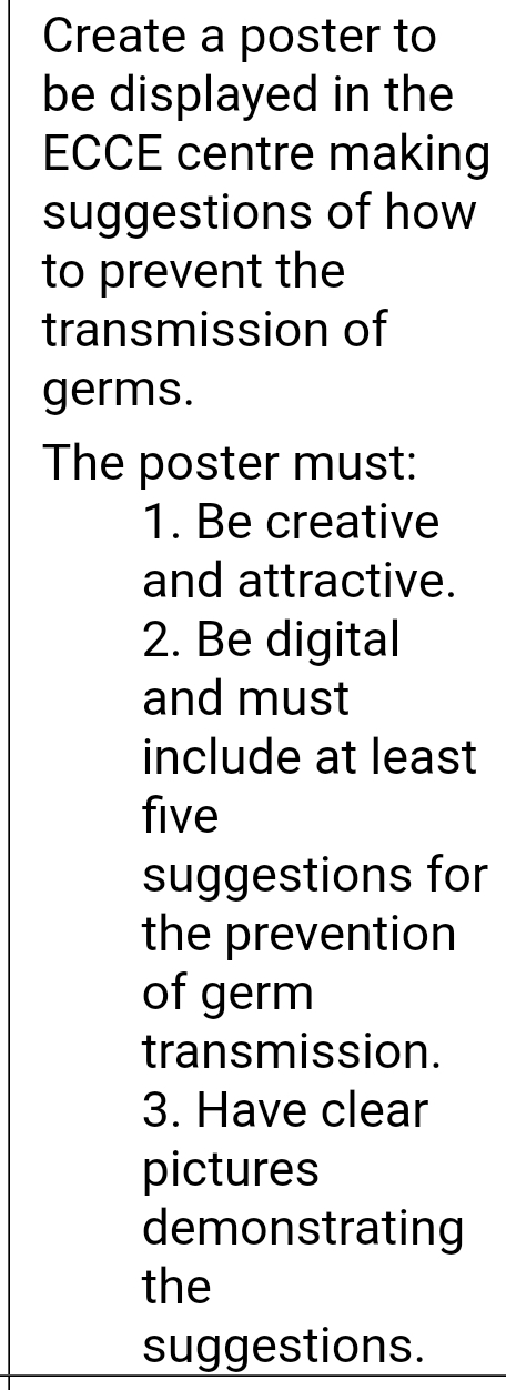  Create a poster to be displayed in the ECCE centre making