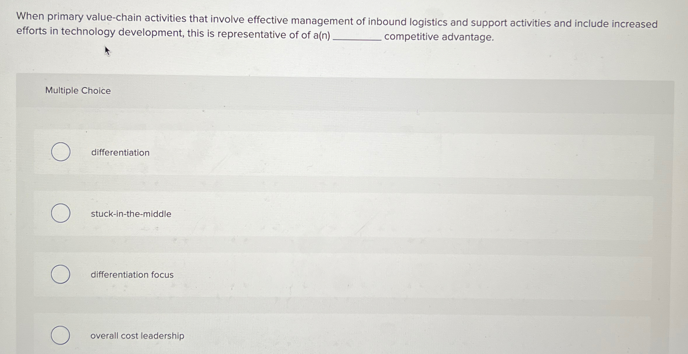  When primary value-chain activities that involve effective management of inbound logistics