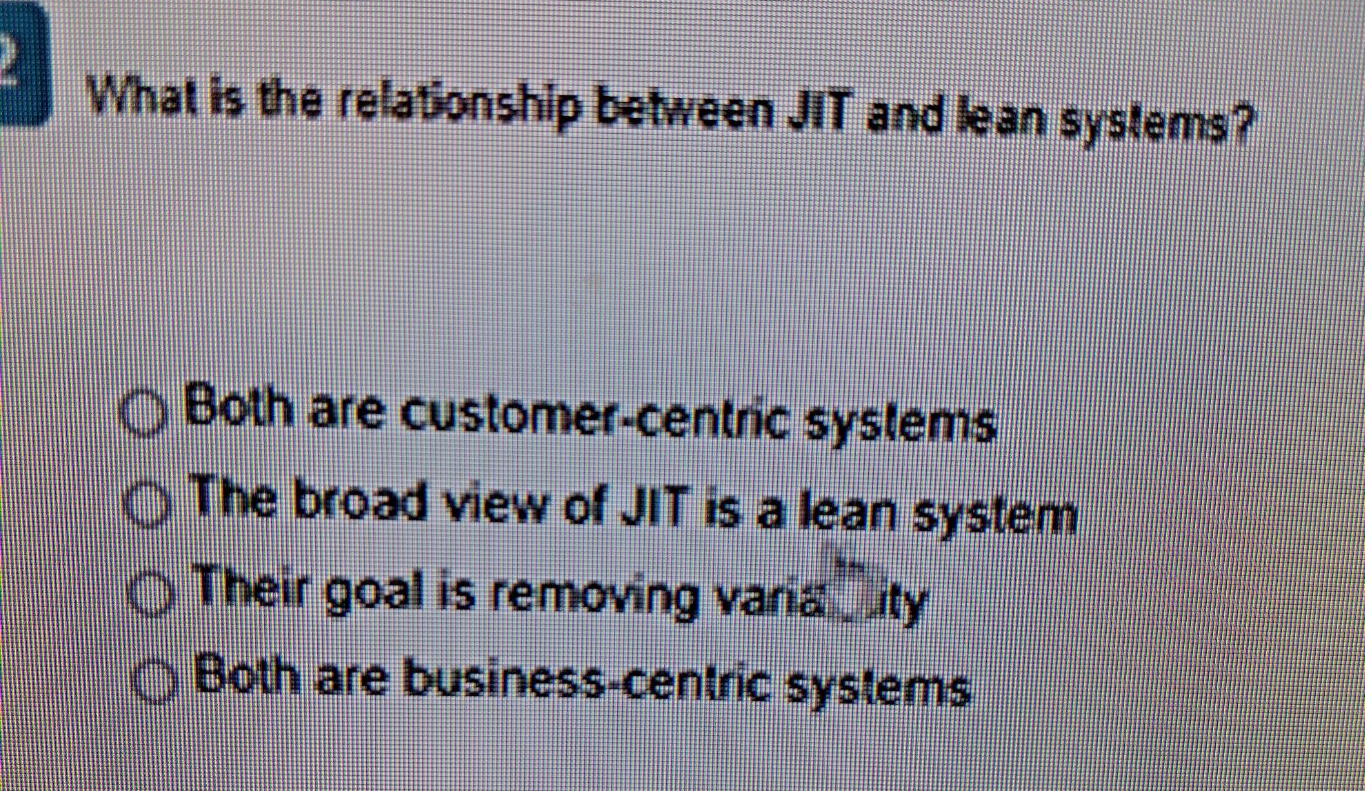  What is the relationship between JIT and lean systems? Both are