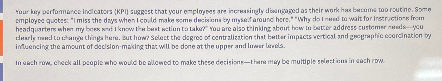  Your key performance indicators (KPI) suggest that your employees are increasingly