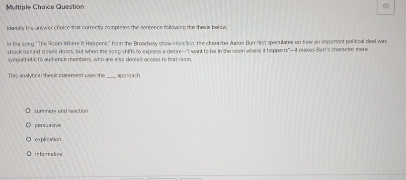  Multiple Choice Question Identify the answer choice that correctly completes the