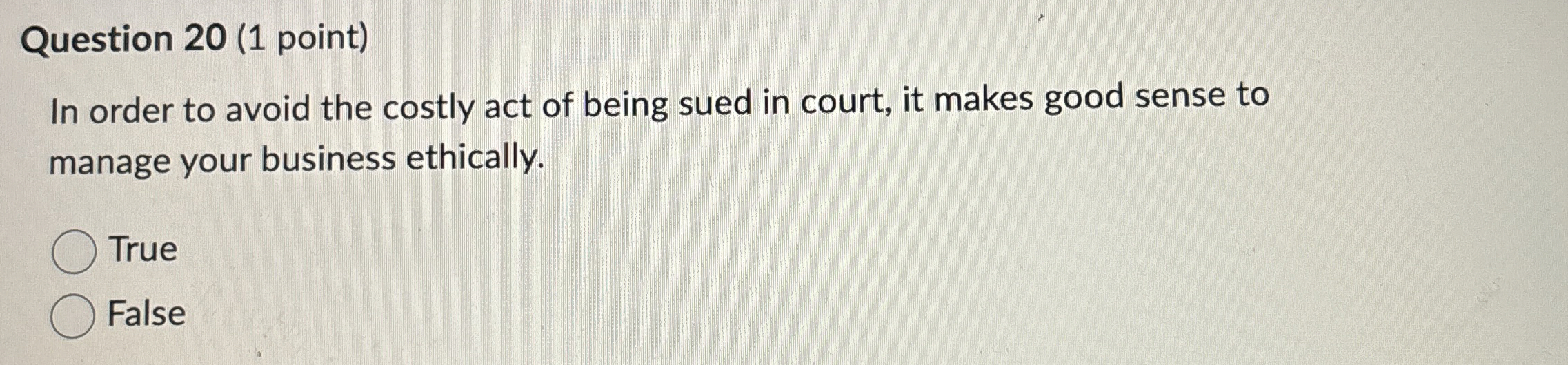  Question 20(1 point) In order to avoid the costly act of