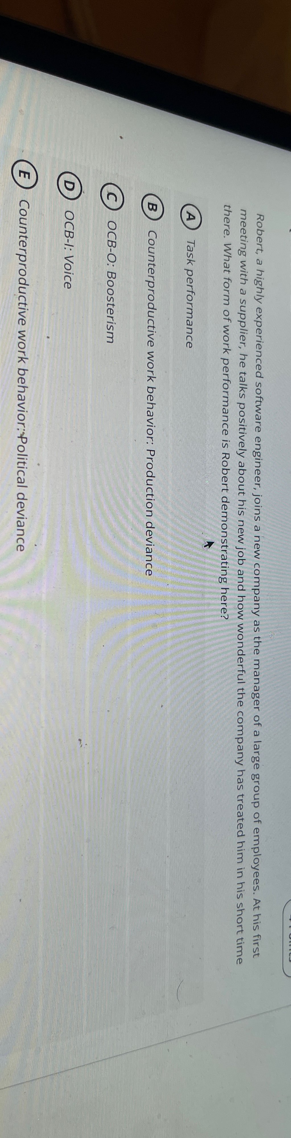  Robert, a highly experienced software engineer, joins a new company as