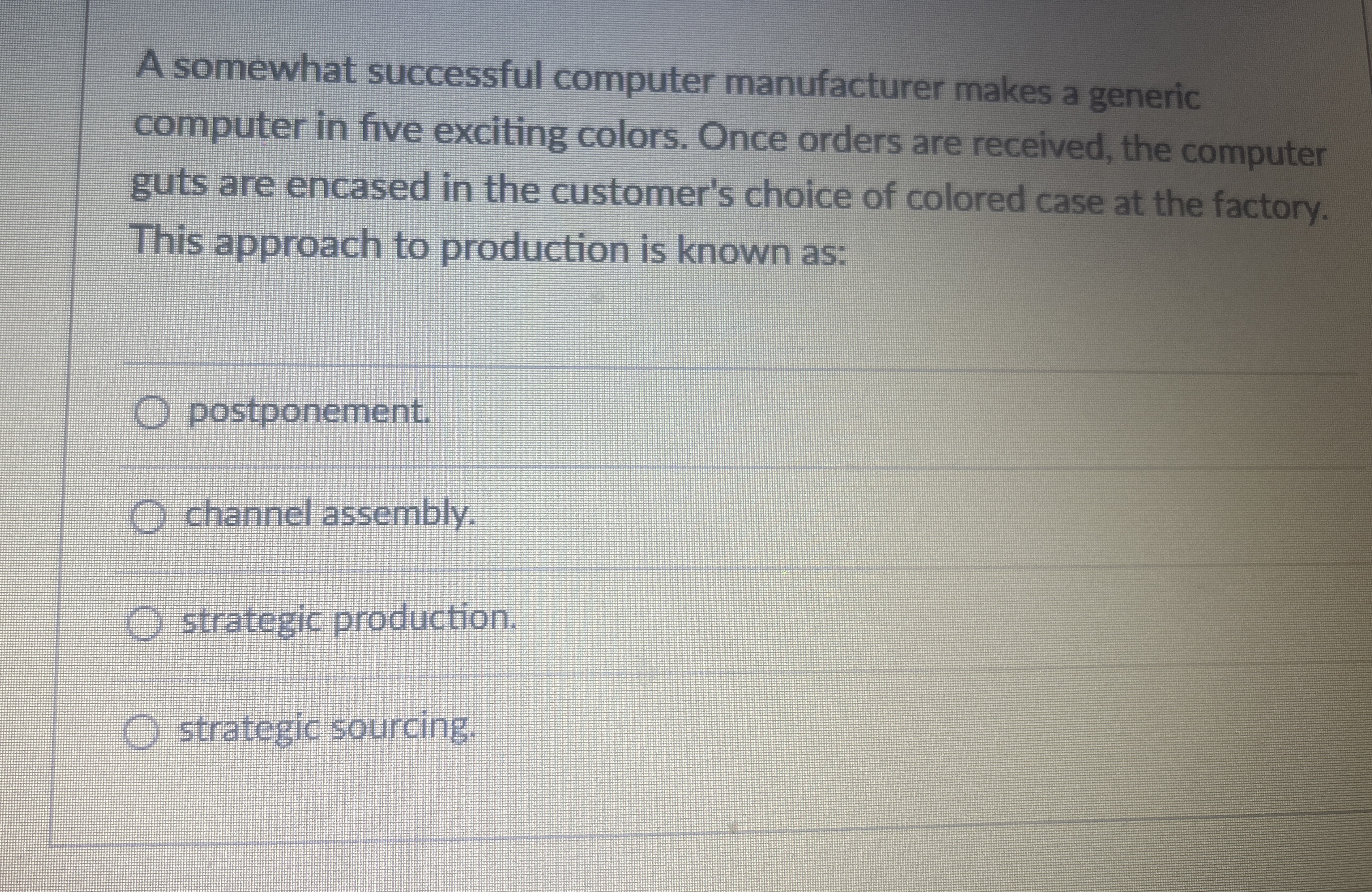  A somewhat aucessful computer manufacturer makes a generic computer in five