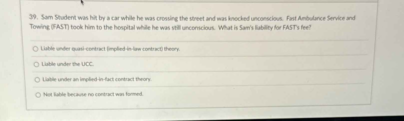  Sam Student was hit by a car while he was crossing