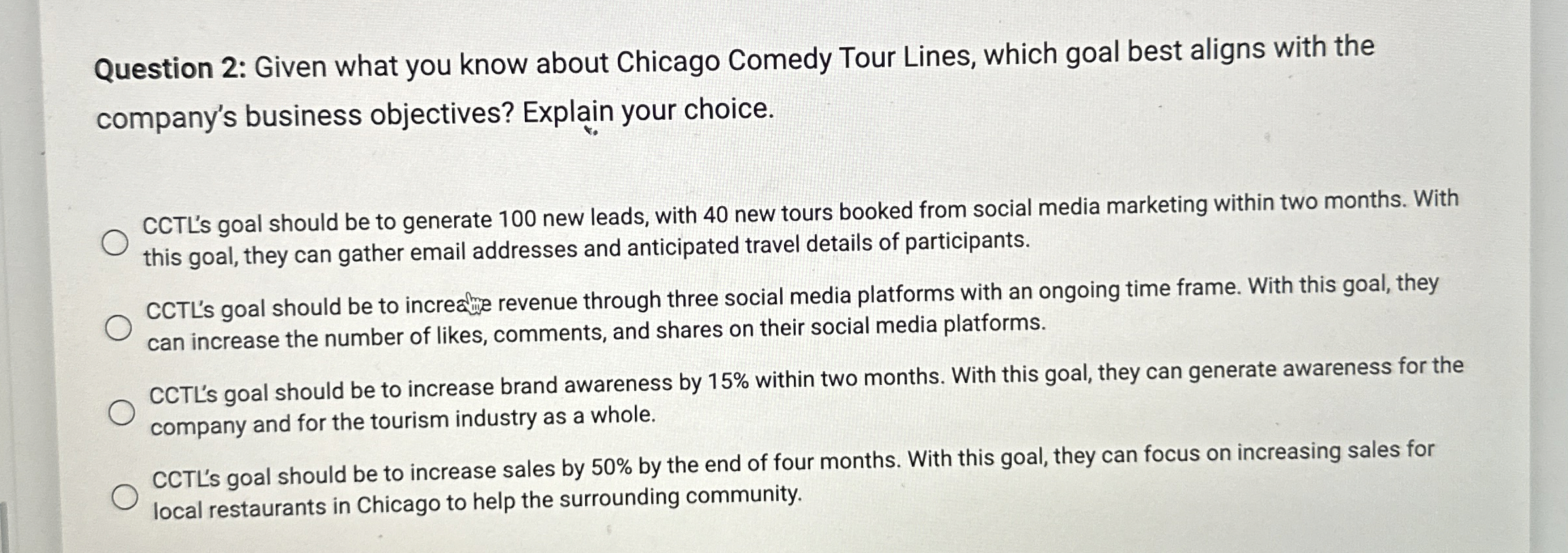  Question 2: Given what you know about Chicago Comedy Tour Lines,