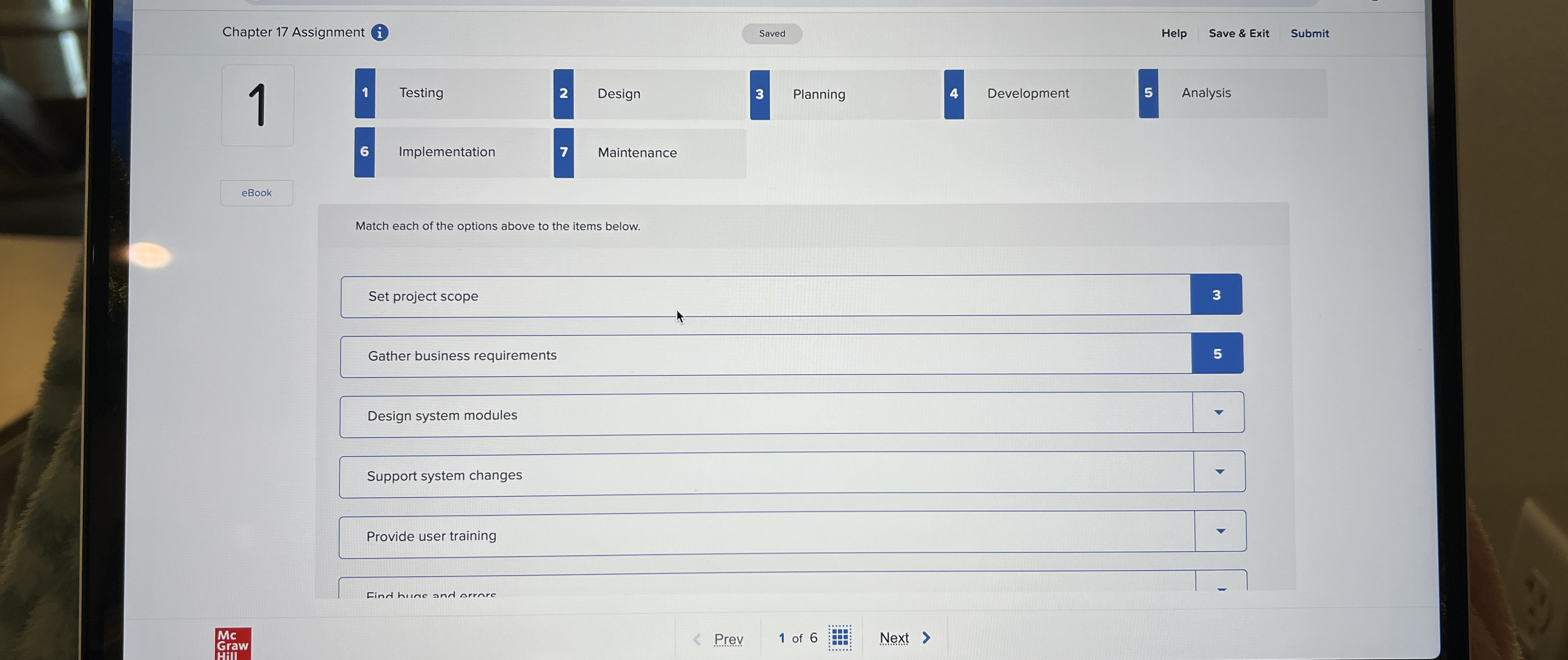  Chapter 17 Assignment Saved Help Save & Exit Submit 1 1