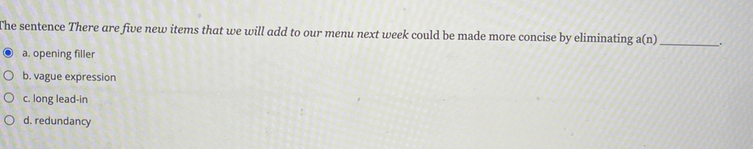  Che sentence There are five new items that we will add