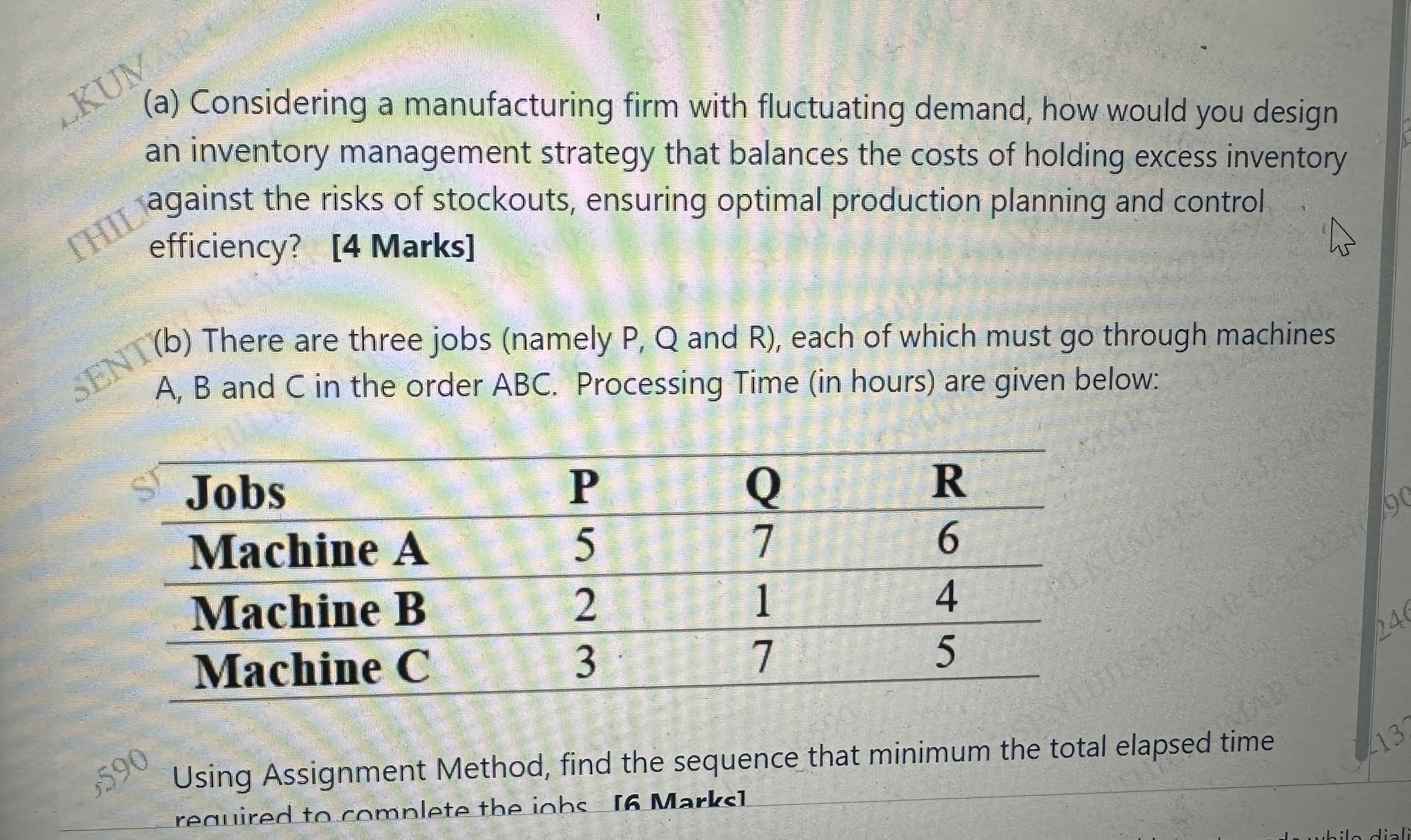  (a) Considering a manufacturing firm with fluctuating demand, how would you