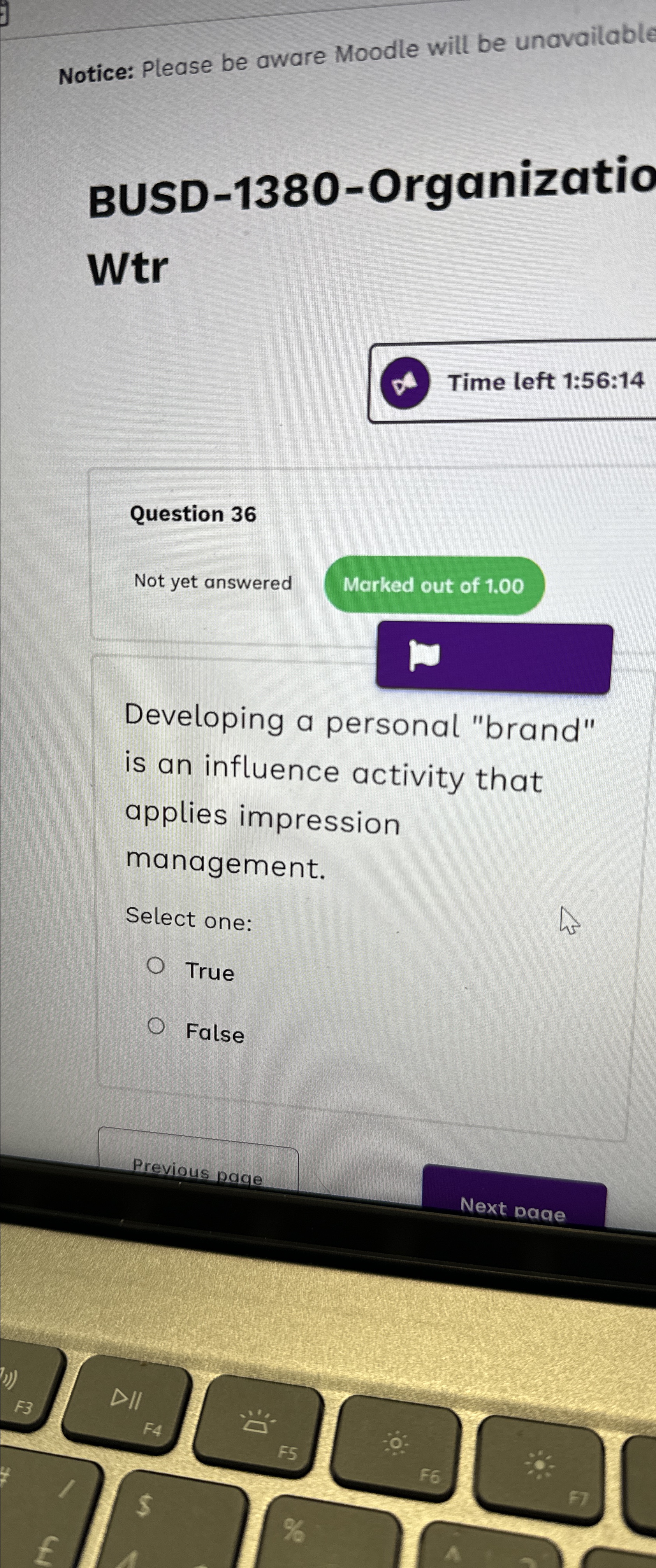  Notice: Please be aware Moodle will be unavailable BUSD-1380-Organizatio Wtr Question