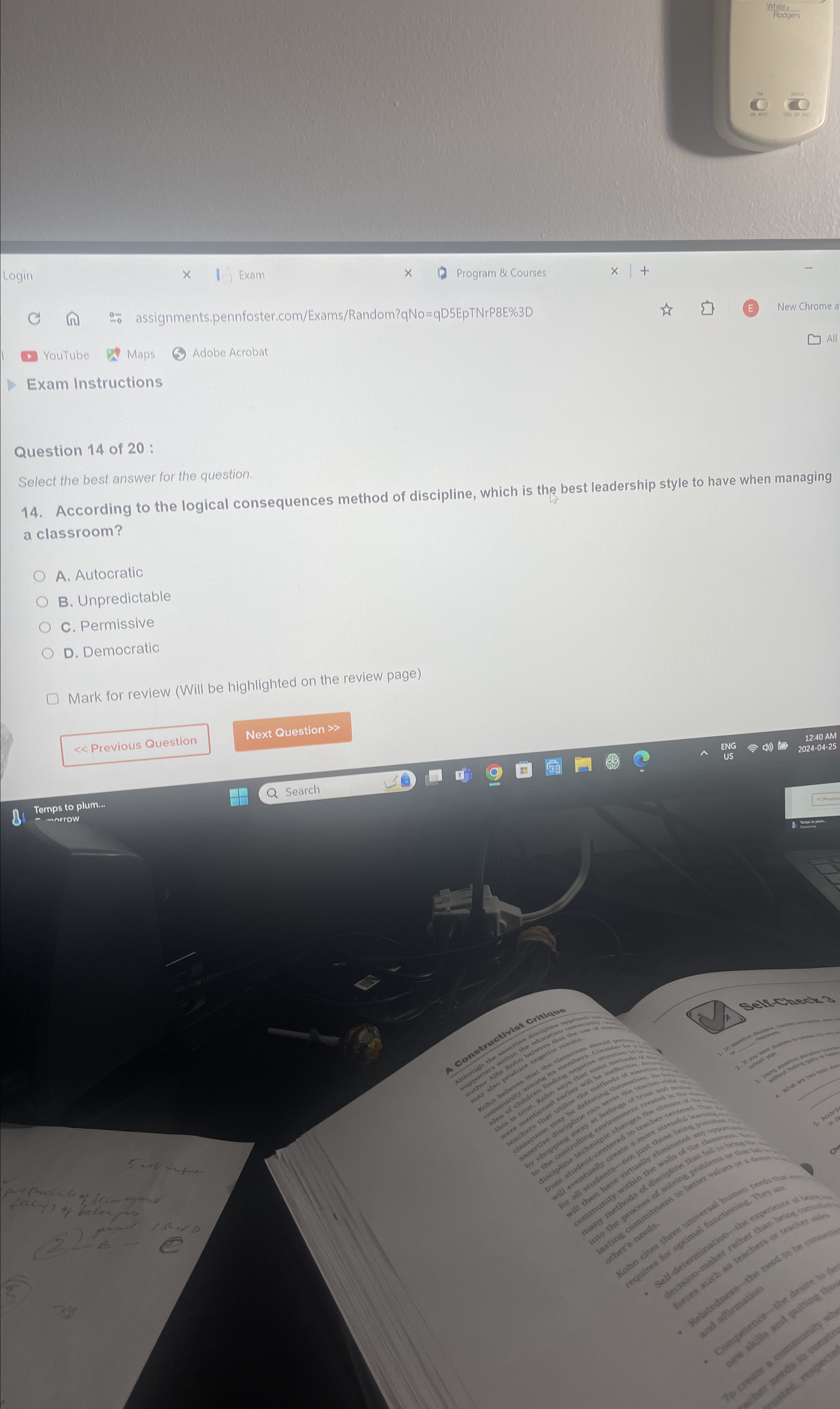  While,Rodgers Login Exam Program & Courses C. In assignments.pennfoster.com/Exams/Random?qNo=qD5EpTNrP8E%3D YouTube Maps