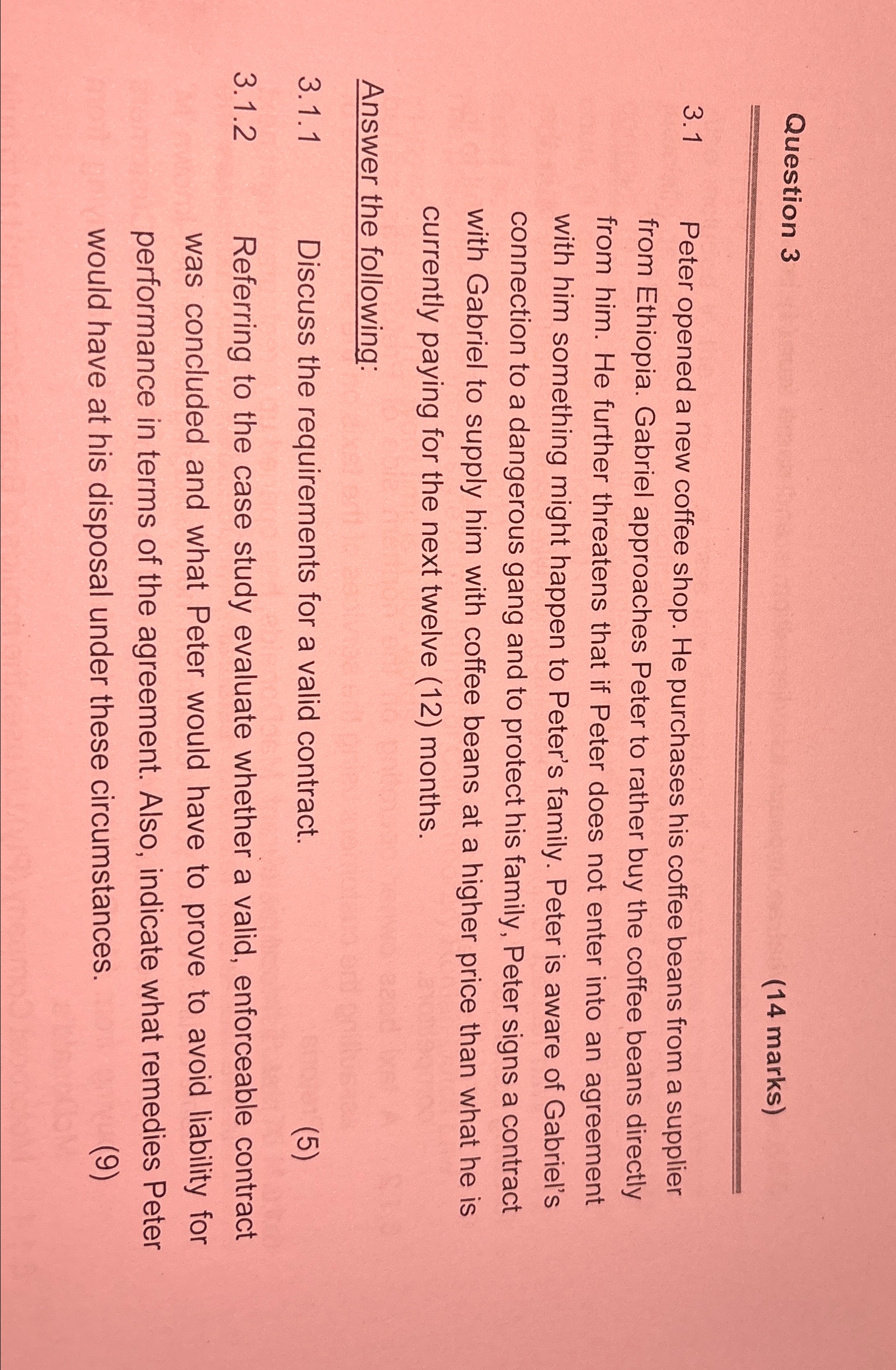  Question 3 (14 marks) 3.1 Peter opened a new coffee shop.