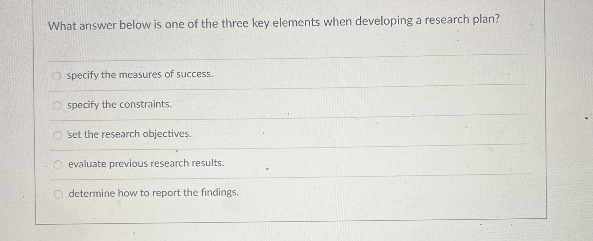  What answer below is one of the three key elements when