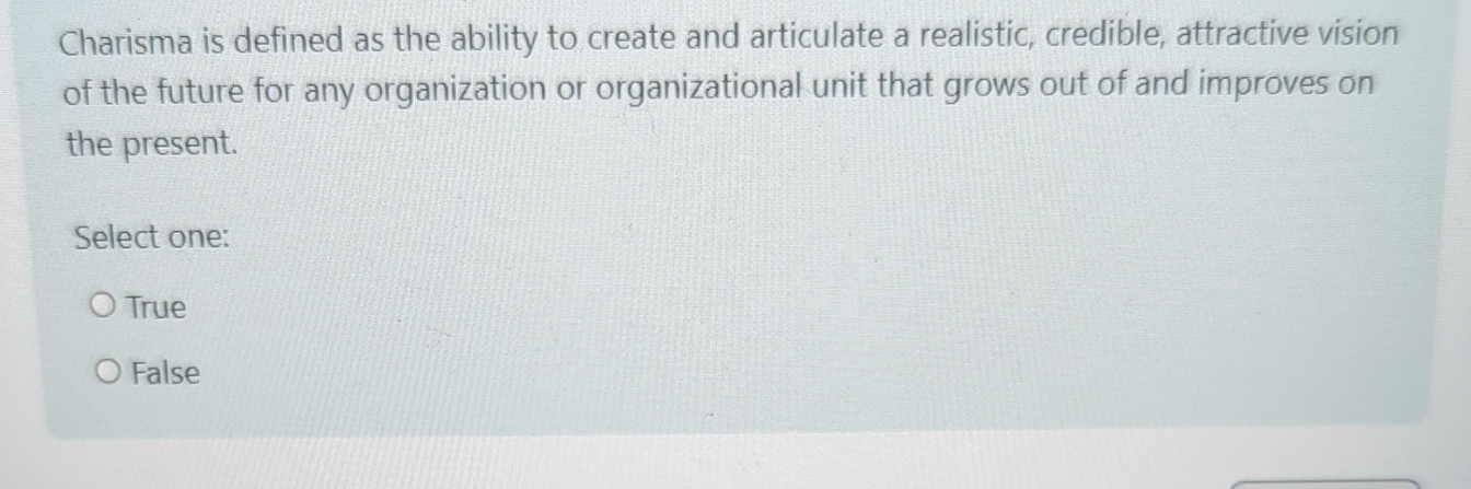  Charisma is defined as the ability to create and articulate a