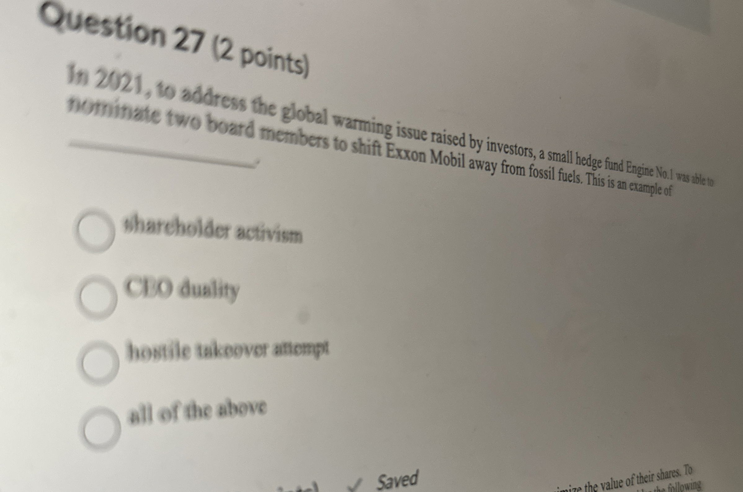  Question 27(2 points) nominate two board members to shift Exxon Mobil
