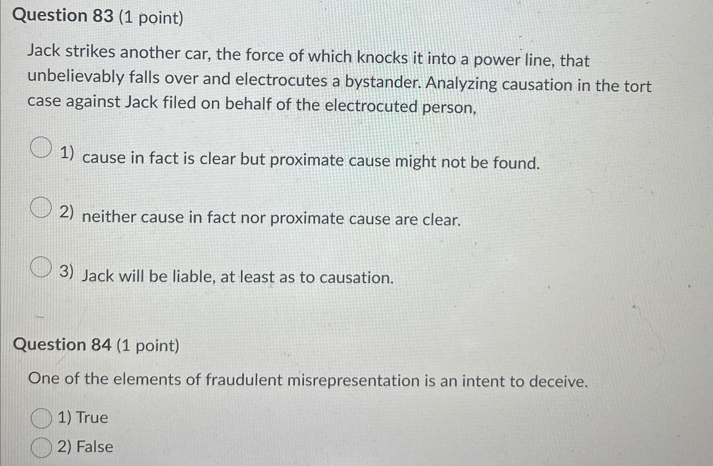  Question 83(1 point) Jack strikes another car, the force of which