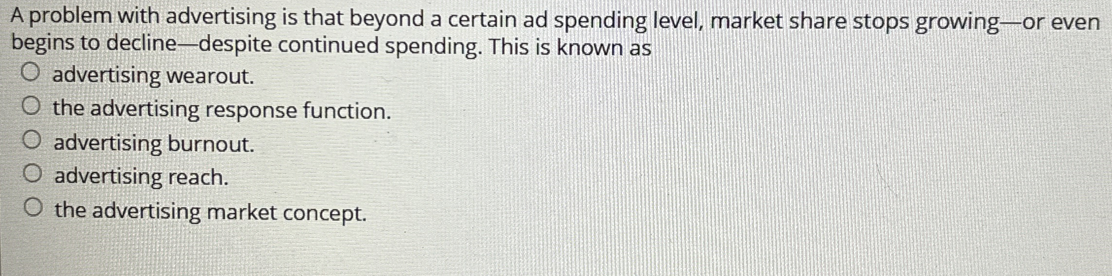  A problem with advertising is that beyond a certain ad spending
