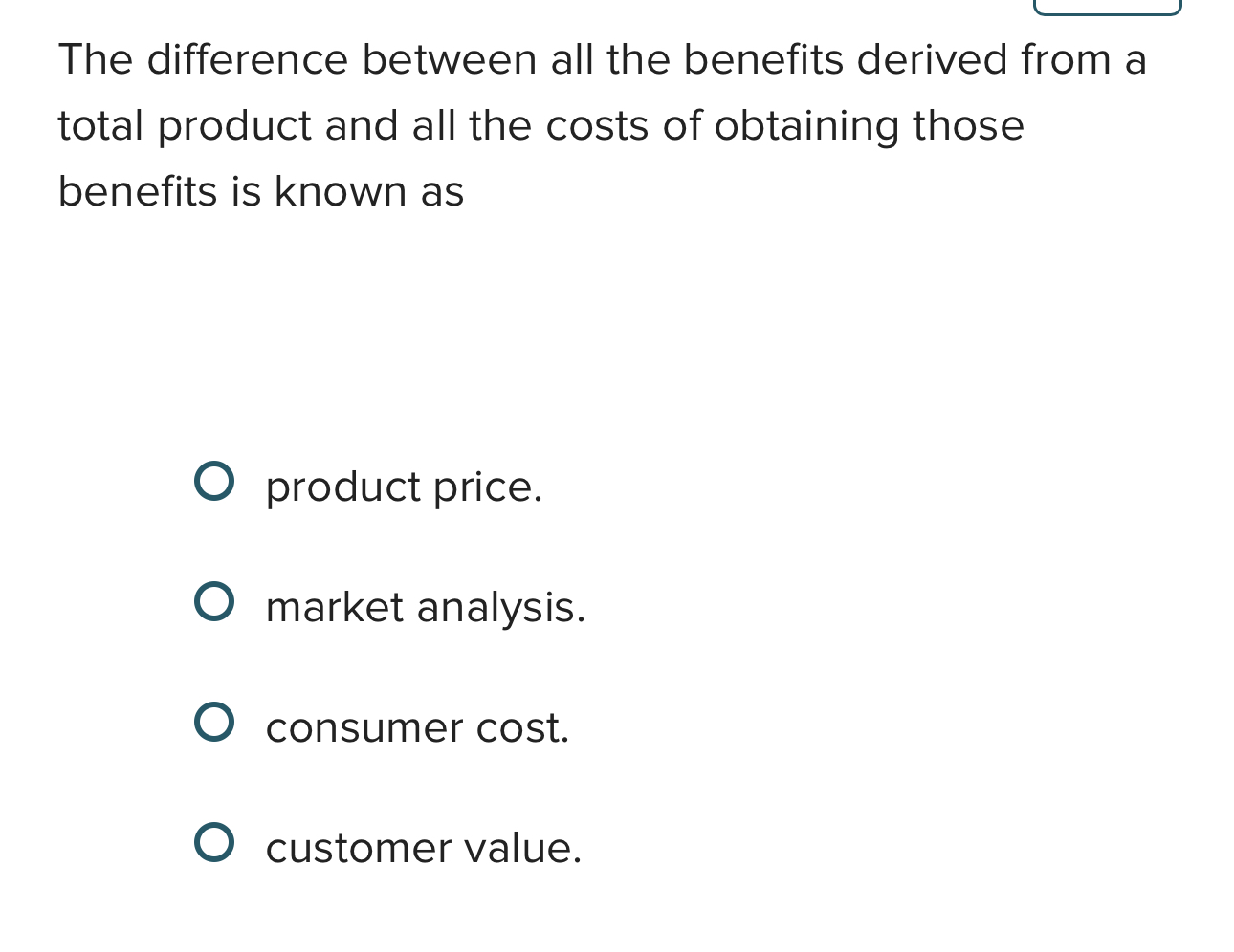  The difference between all the benefits derived from a total product