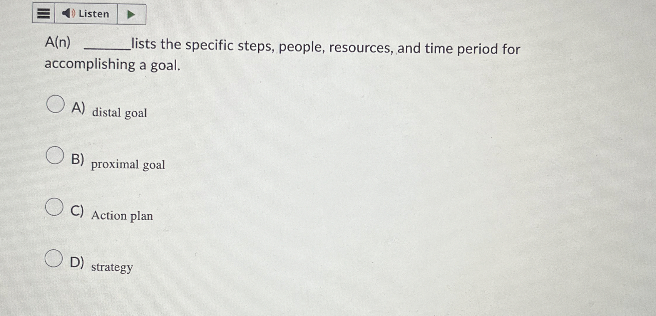  A(n) lists the specific steps, people, resources, and time period for