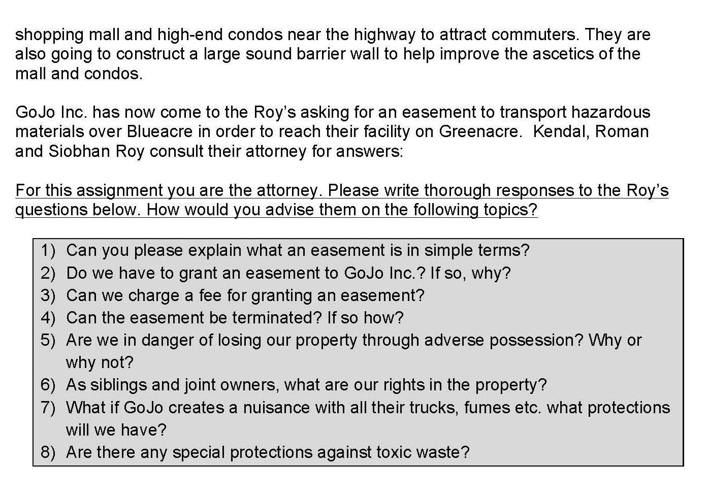  Chapter 24 Assignment: Real Property Be the Attorney Assignment Chapter 24