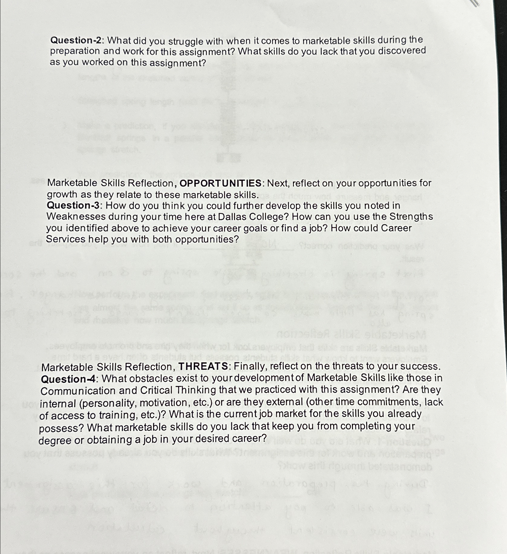  Question-2: What did you struggle with when it comes to marketable