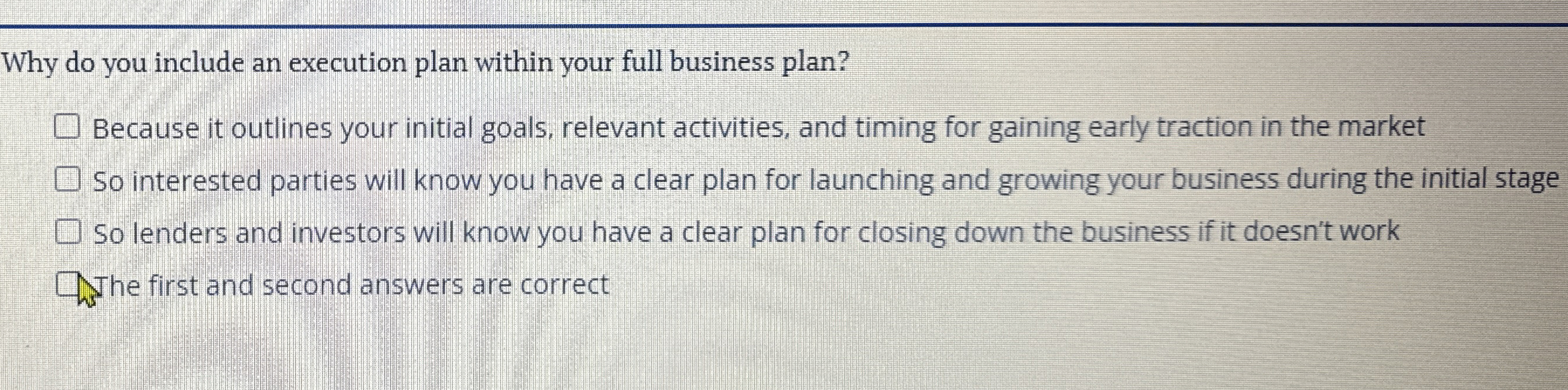  Why do you include an execution plan within your full business