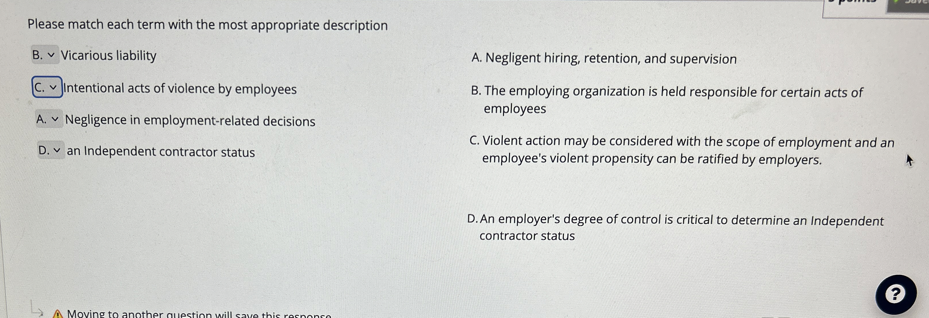  Please match each term with the most appropriate description B.vv Vicarious