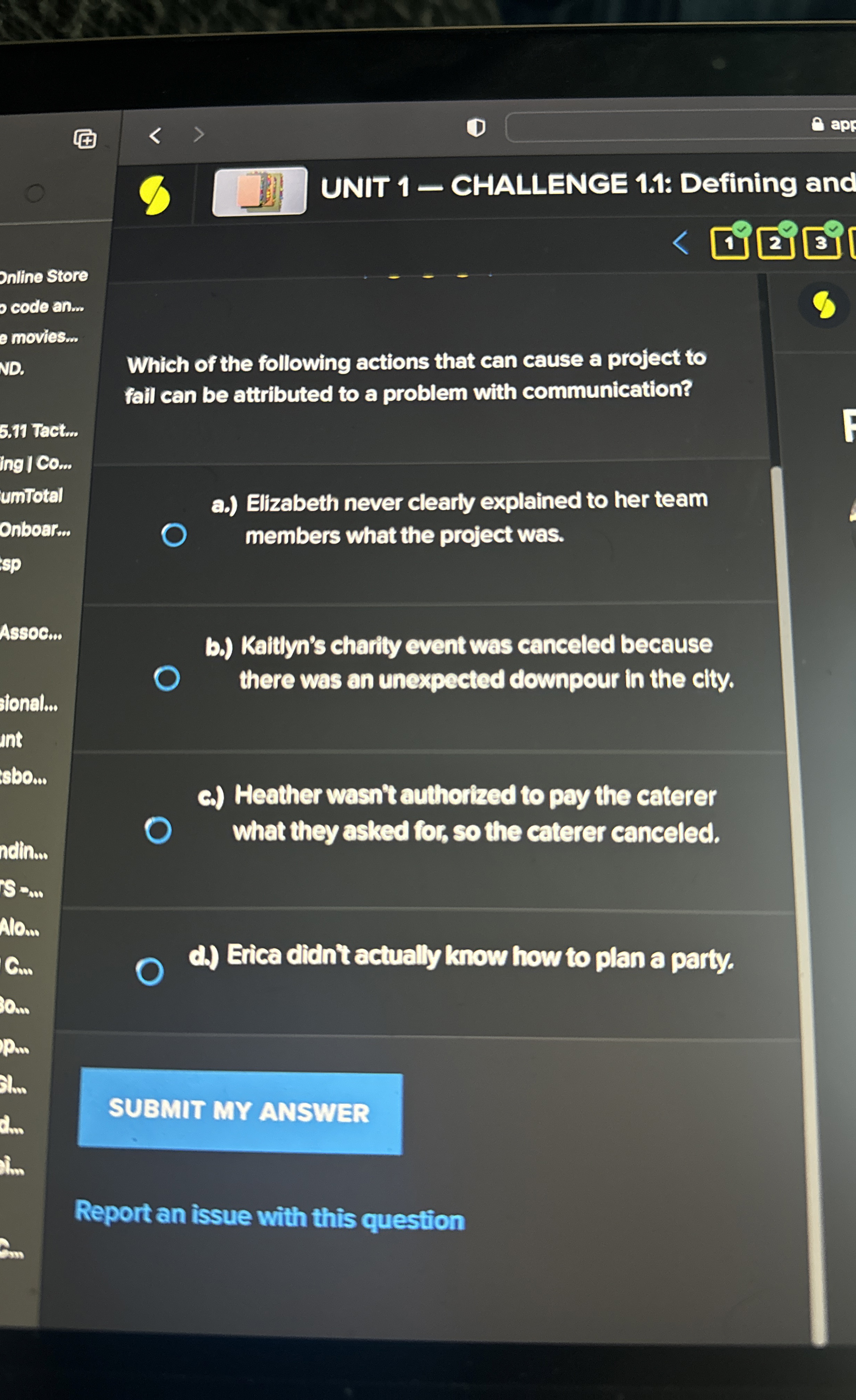 ap; (I) UNIT 1- CHALLENGE 1.1: Defining and Which of the