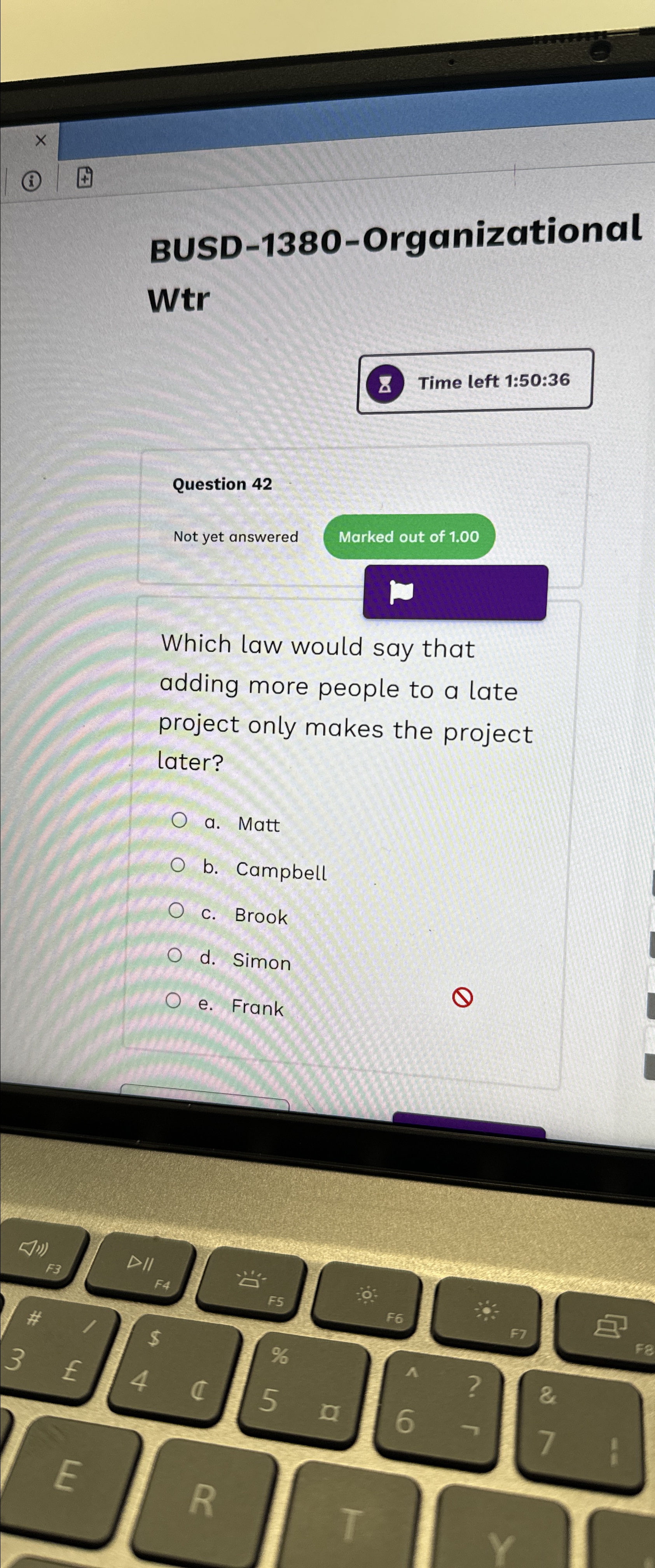  BUSD-1380-Organizational Wtr Question 42 Not yet answered Marked out of 1.00