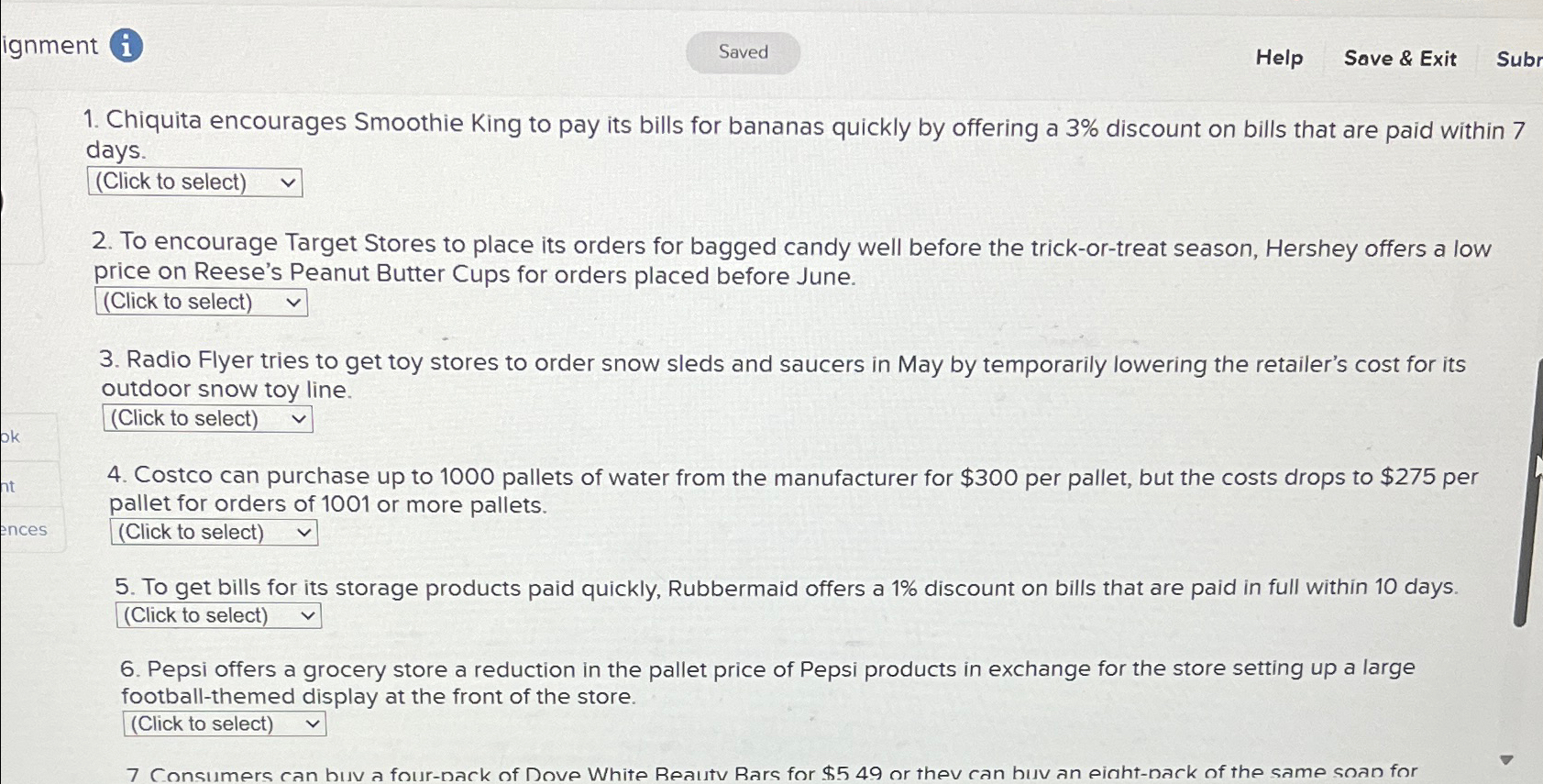  ignment (i) Help Sove & Exit Subr Chiquita encourages Smoothie King