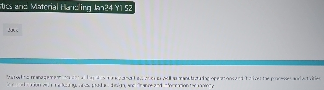  tics and Material Handling Jan24 Y1 S2 Marketing management incudes all