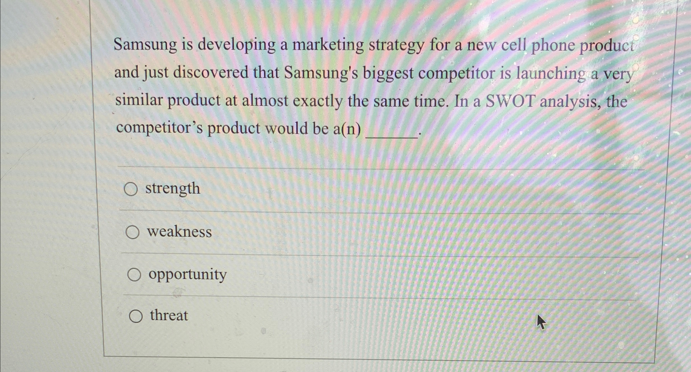  Samsung is developing a marketing strategy for a new cell phone