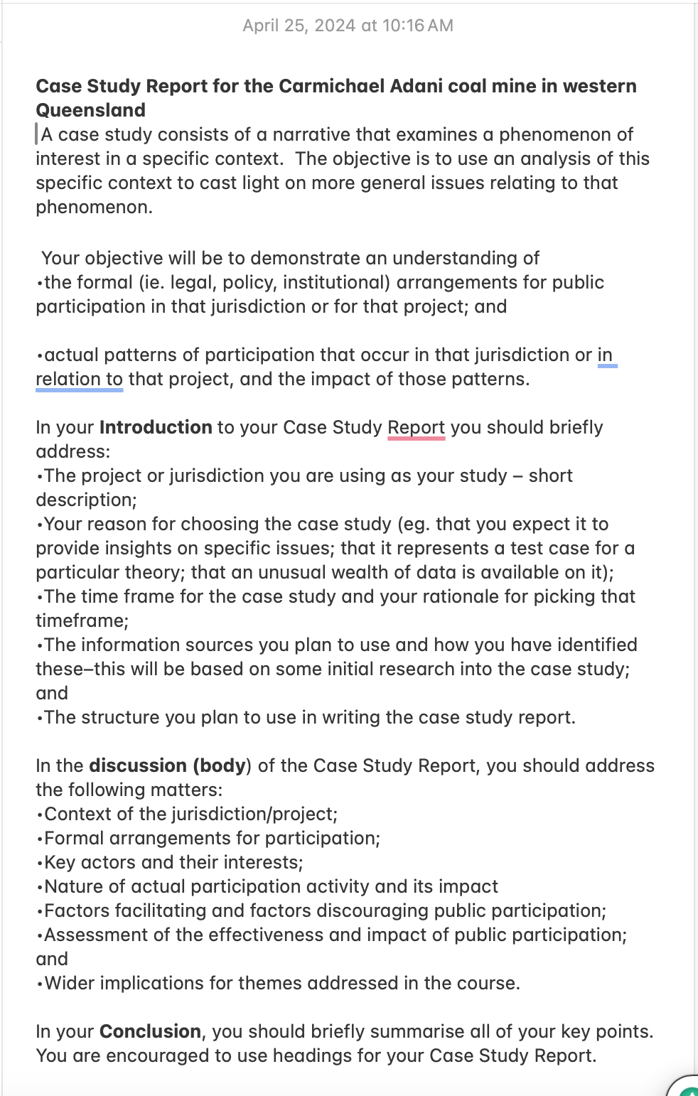  Case Study Report for the Carmichael Adani coal mine in western