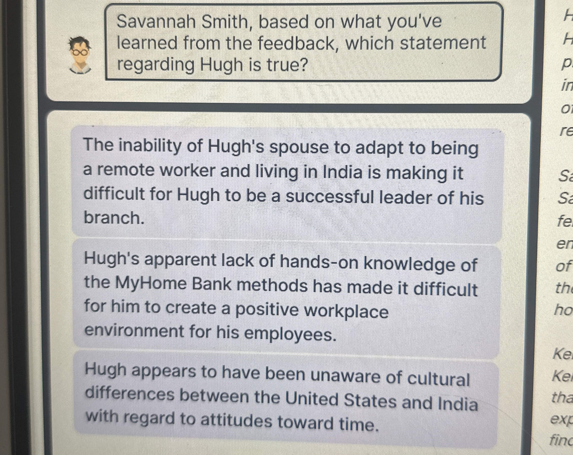  Savannah Smith, based on what you've learned from the feedback, which