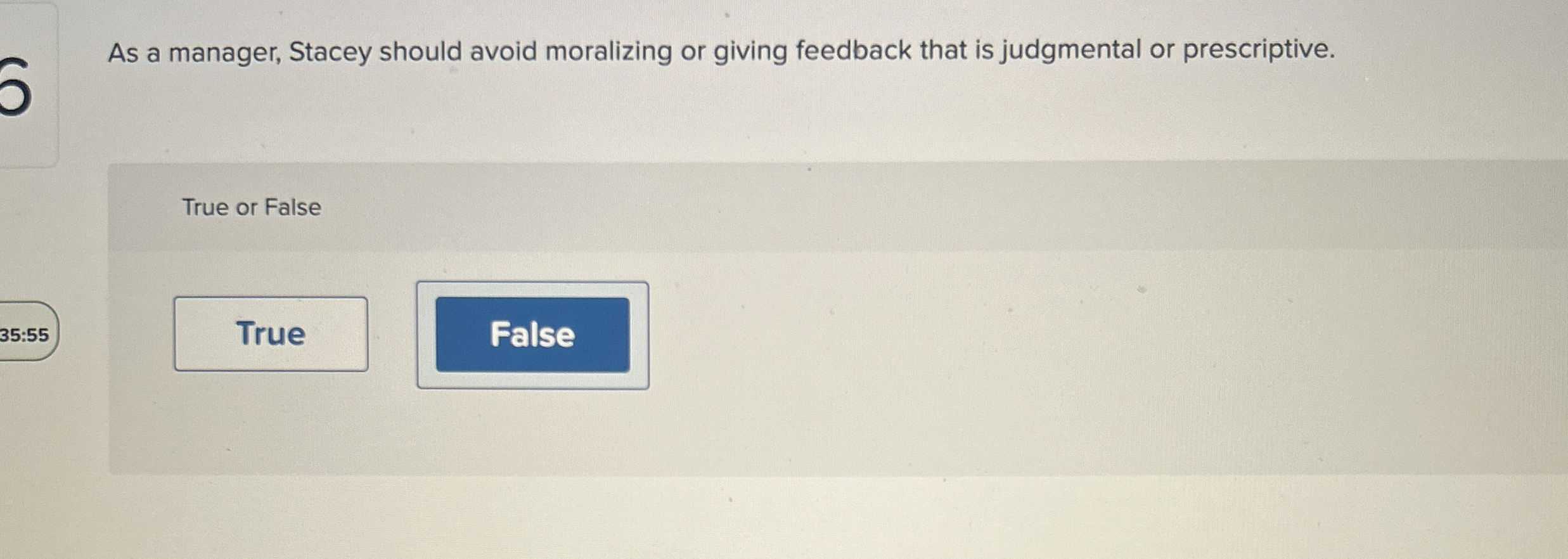  As a manager, Stacey should avoid moralizing or giving feedback that