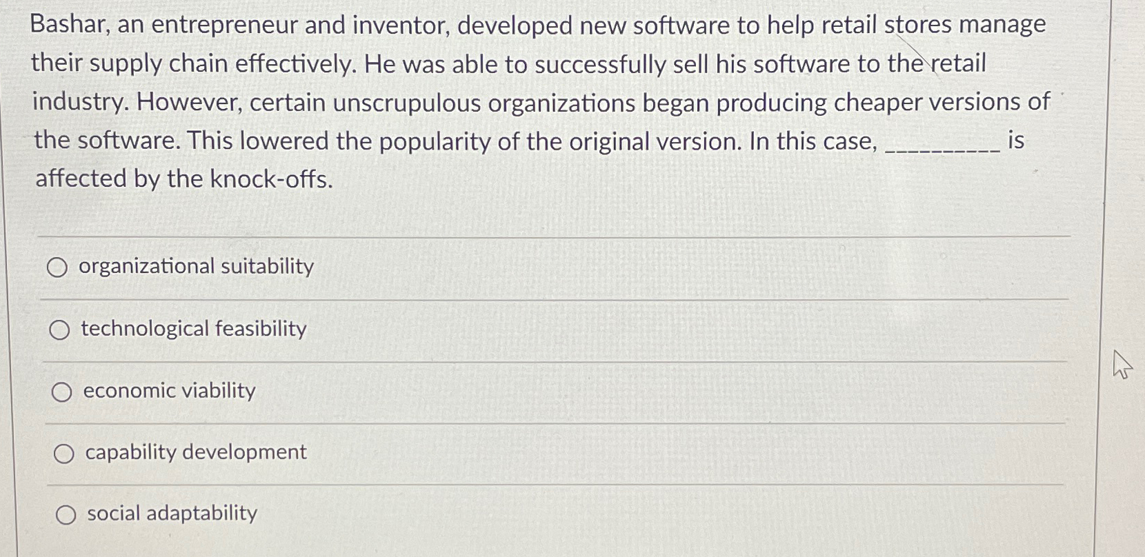  Bashar, an entrepreneur and inventor, developed new software to help retail