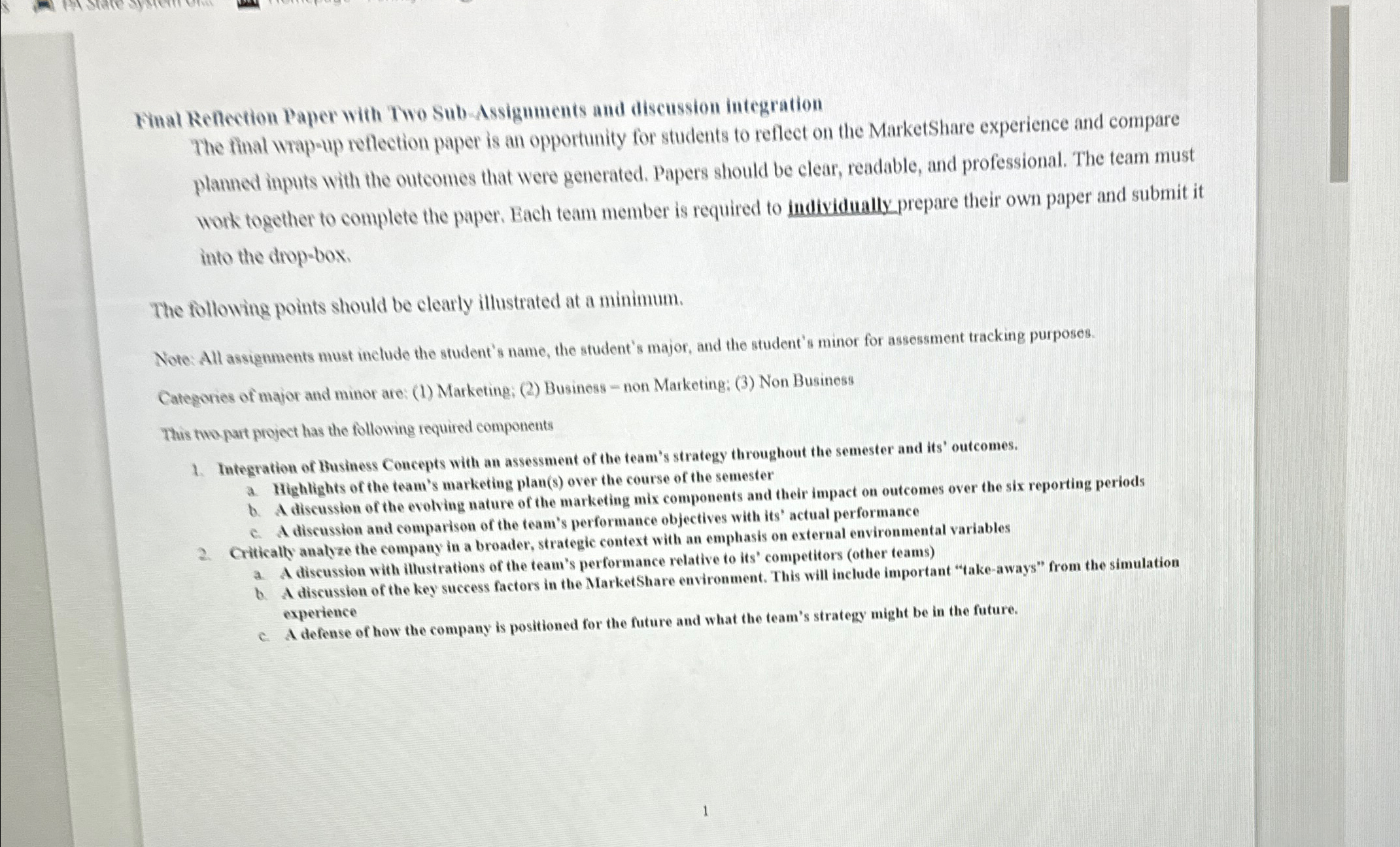  Ninal Reflection Paper with Two Sub-Assigments and diseussion integration The final